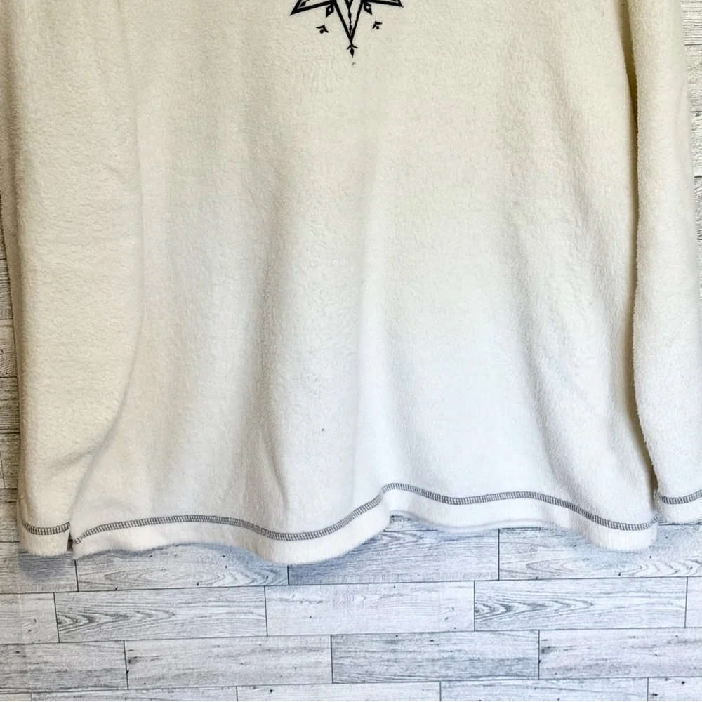 Basic Editions Womens Oversized Turtleneck Sweater Ivory w/Black Stitching SZ-1X